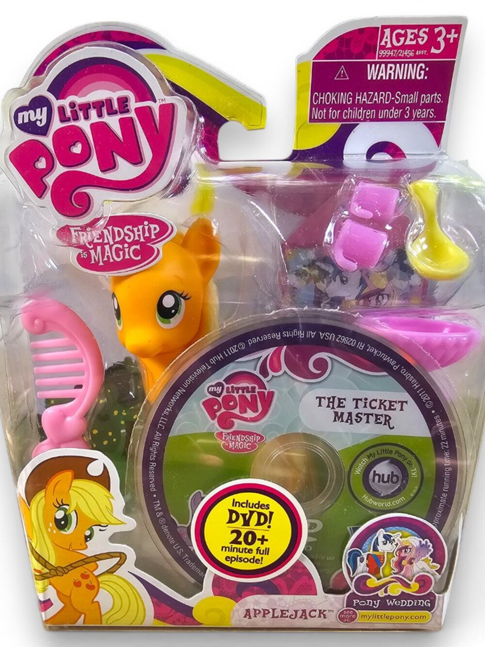 Hasbro My Little Pony Applejack Brushable G4 Figure w/ DVD Pony Wedding NEW MLP